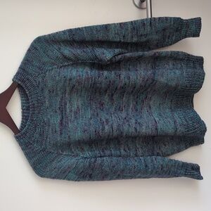 Handknit Handmade Teal Knit Sweater for Women